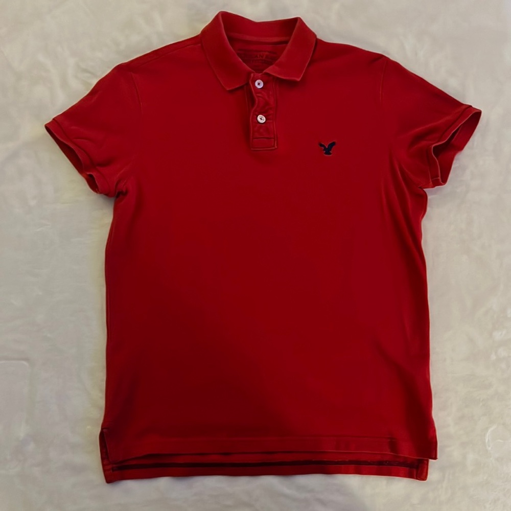 American Eagle Mens Polo (Red/Black)